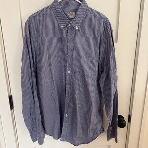 J Crew Men's Striped Oxford Size XL Blue with White Stripes